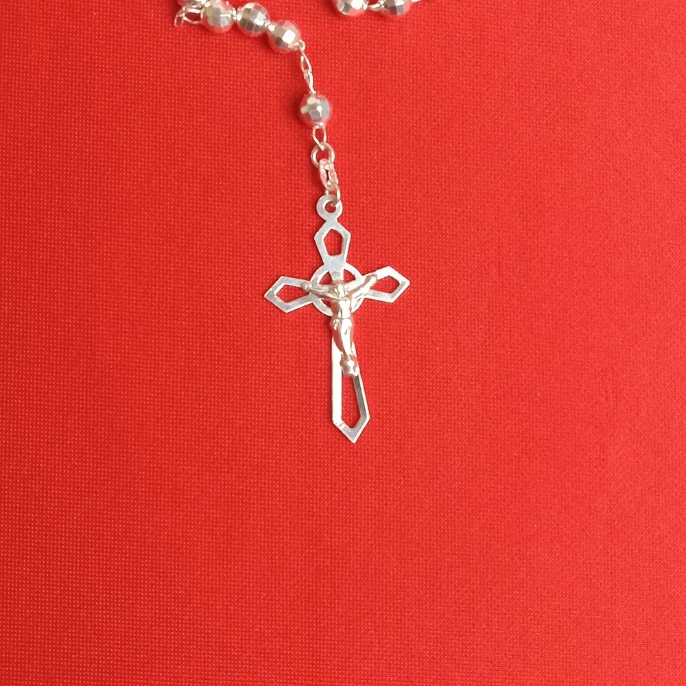 925‎ sterling SILVER men and women/Catholic ROSARIO necklace